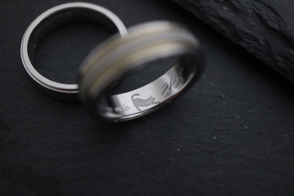 名入れ　即日　横浜　指輪　ネコ　刻印